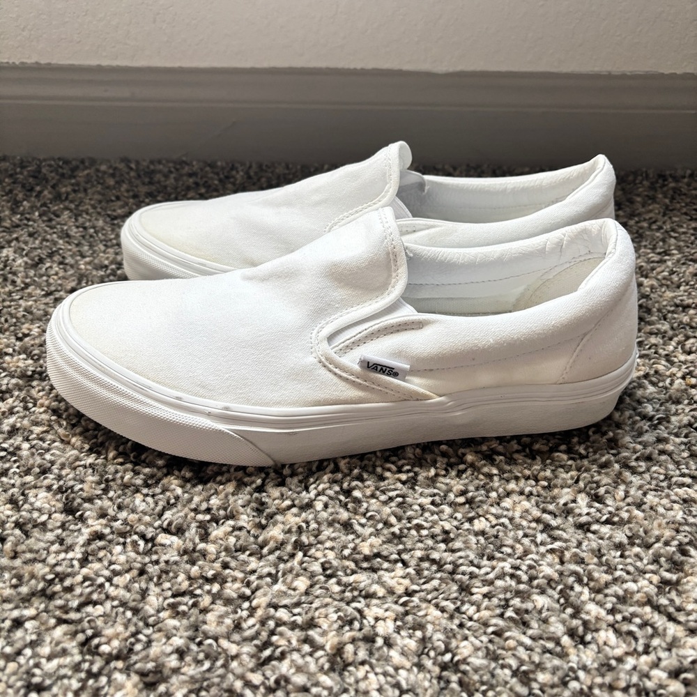 Vans white slip on - 9.5 New Worn Once